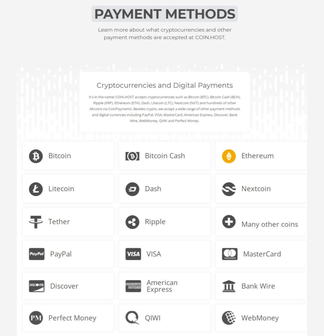 coinhost payment methods