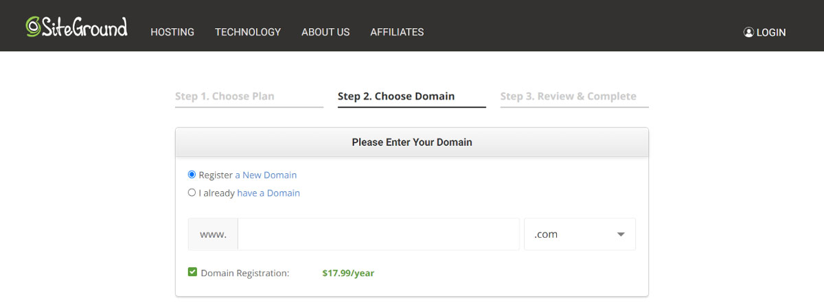 Siteground Choose A Domain