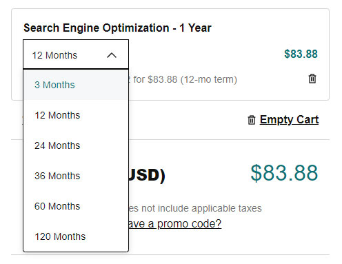 godaddy search engine visibility cost