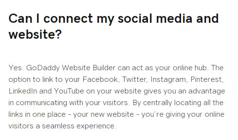 godaddy website builder pros social media integration