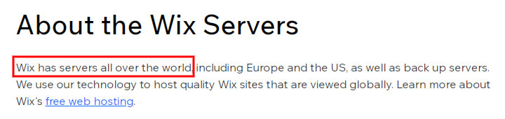 About Wix Server Location 