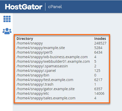 Find Hostgator Inode Usage