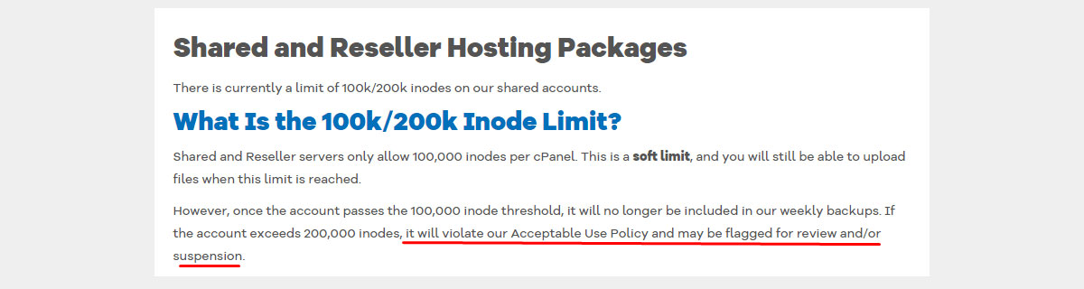 Hosgator Account Suspension policy - inode limit exceeded