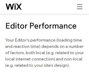 Wix Editor Performance Details