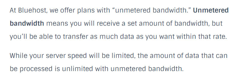 bluehost bandwidth not unlimited