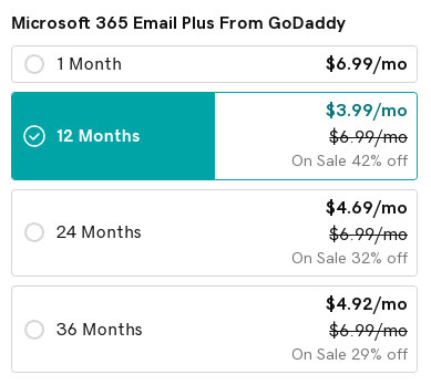 Godaddy Microsoft 365 Email Plus Essentials