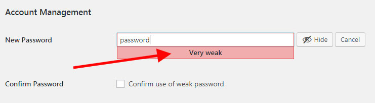 wordpress weak password