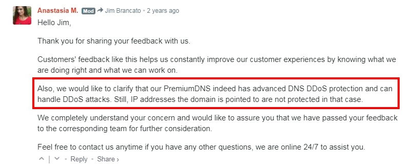 namecheap limited ddos protection