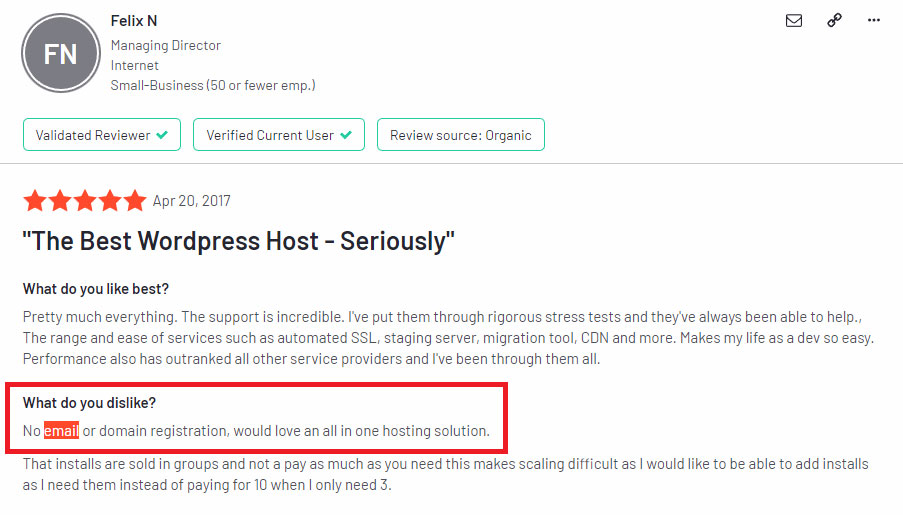 wp engine email review