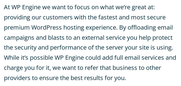 wp engine focuses on web hosting