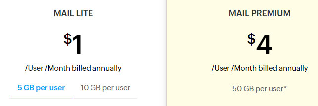zoho mail pricing
