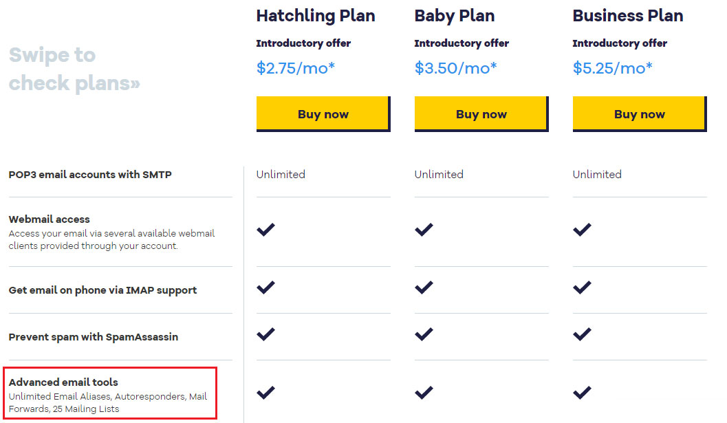 hostgator number of email accounts