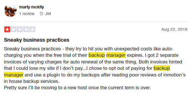 inmotion hosting backup manager review