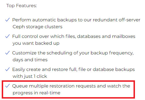 multiple restoration requests with inmotion backup manager