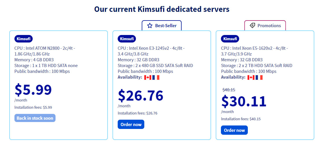 kimsufi server prices