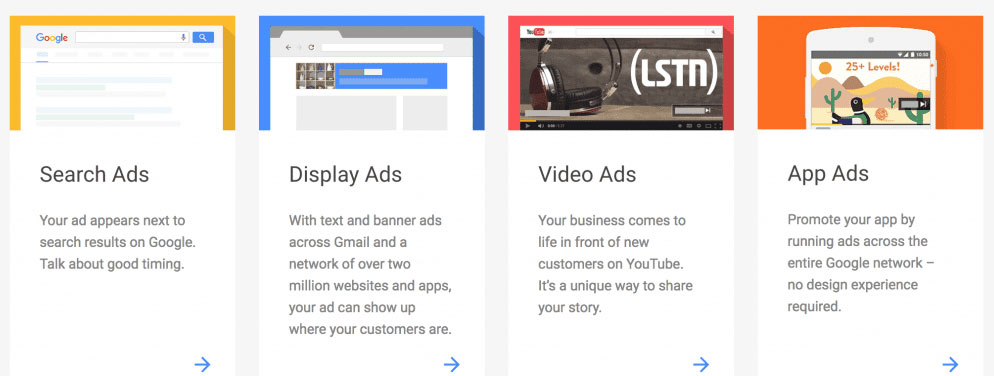 different google ads options