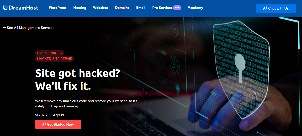dreamhost hacked site repair