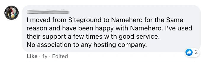 namehero support review