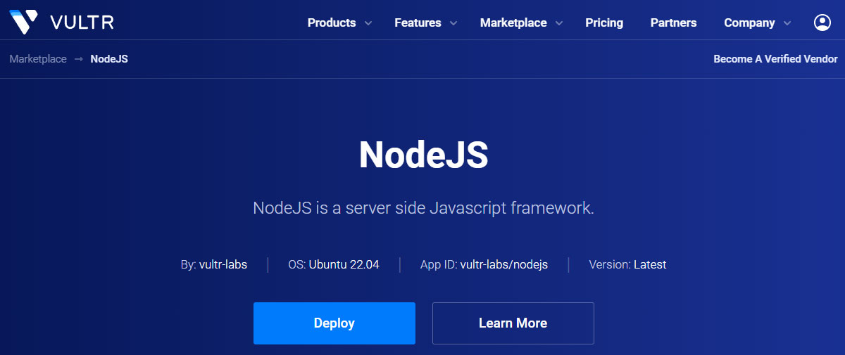 node js hosting on vultr