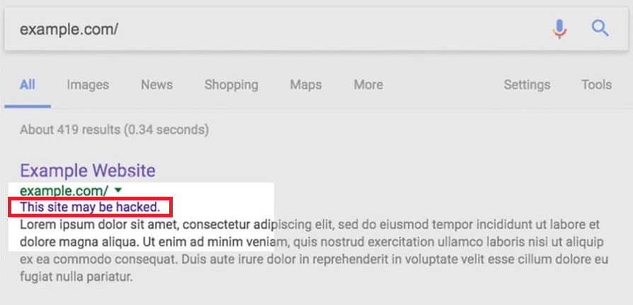 site hacked notice from google