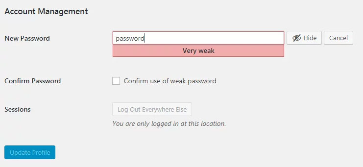 weak wordpress password