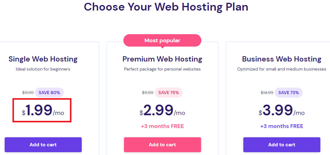 hostinger shared web hosting plans
