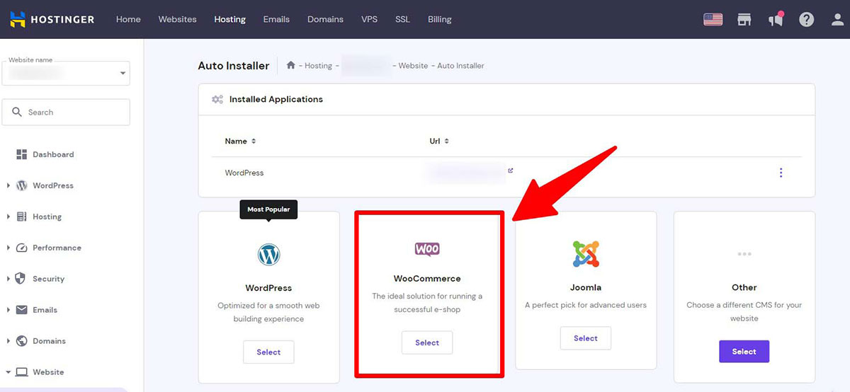 hostinger woocommerce installer