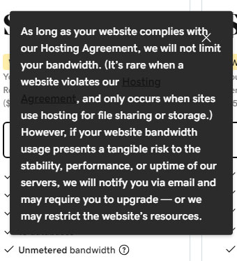 godaddy unmetered bandwidth policy