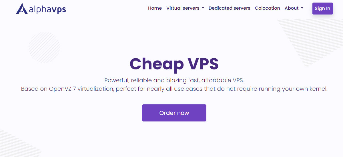 alphavps openvz based virtualized servers