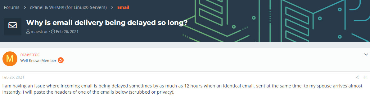 complaints against email delivery in cpanels