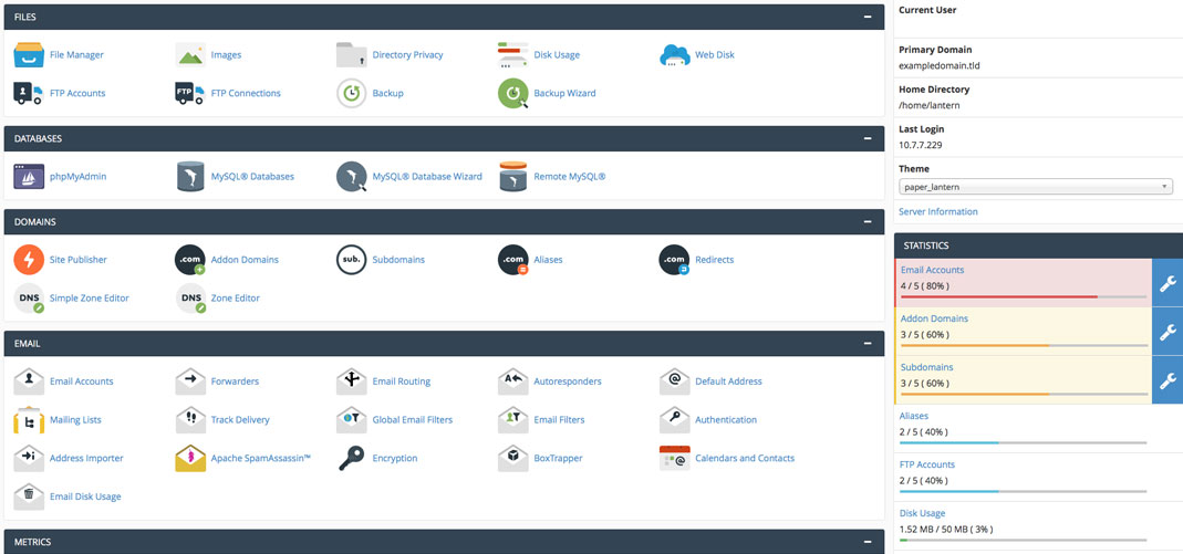 cpanel’s user interface