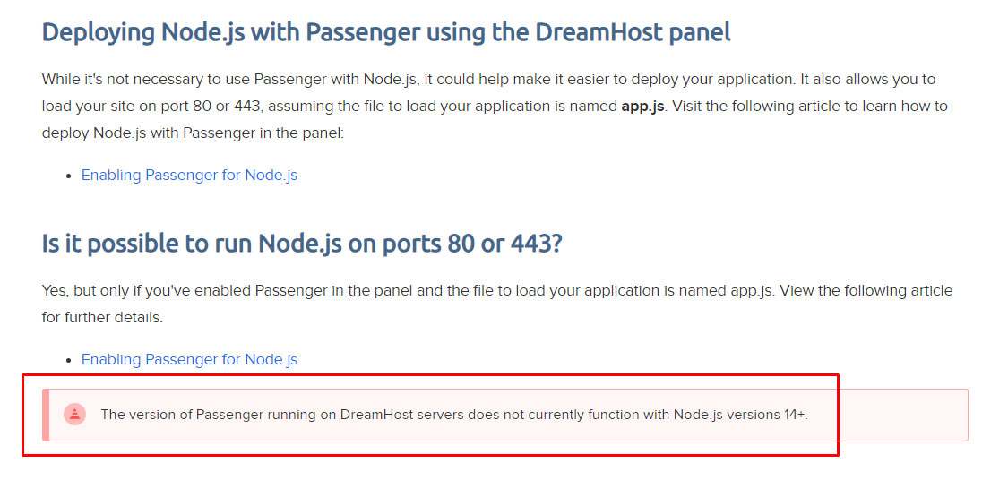 nodejs in dreamhost using passenger