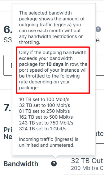 bandwidth limits for contabo
